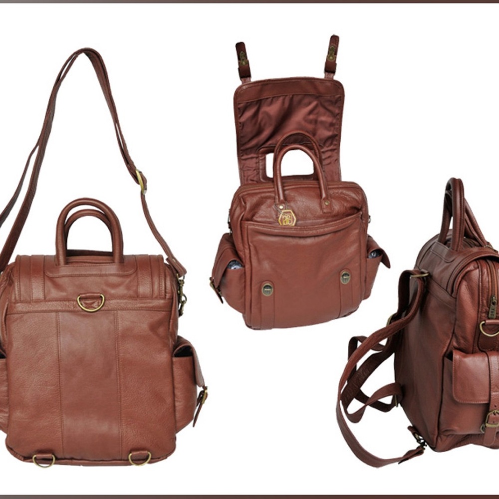 Elegant Brown Leather Backpack